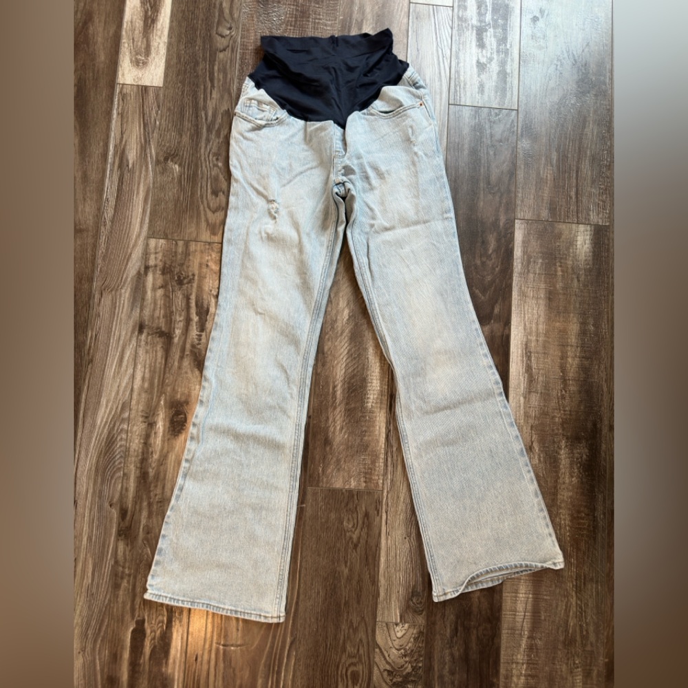 Old Navy Blue Maternity Flare Wide Leg Jeans